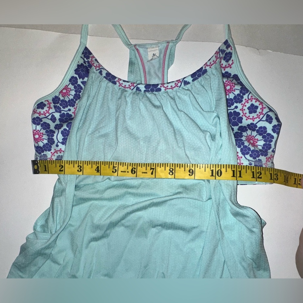 Lululemon Athletica No Limits Tank Top Built In Bra Size 6 Small Green Flower - Picture 7 of 8